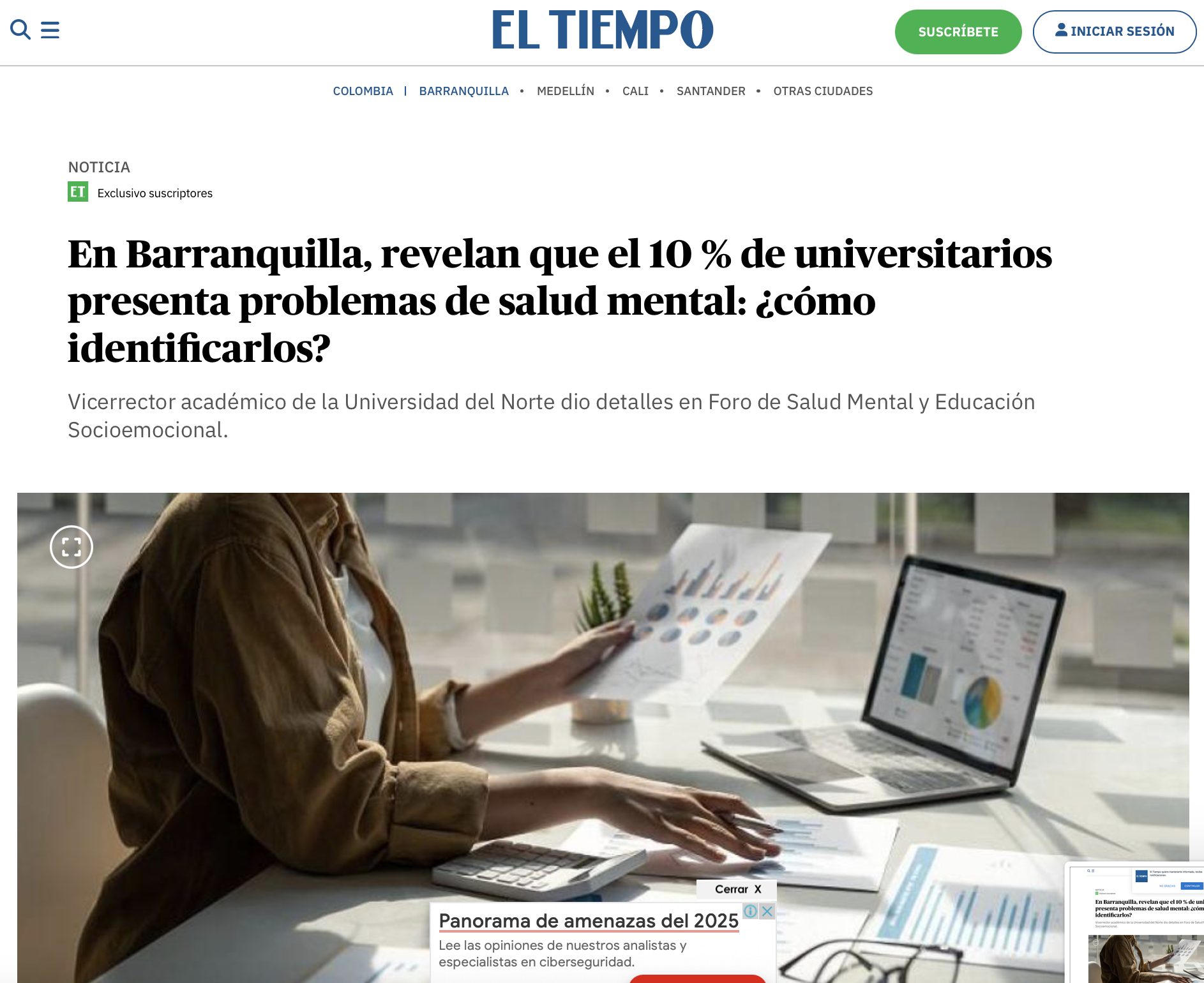 En Barranquilla revelan que el 10% de universitarios registra problemas de salud mental ¿cómo identificarlos?
